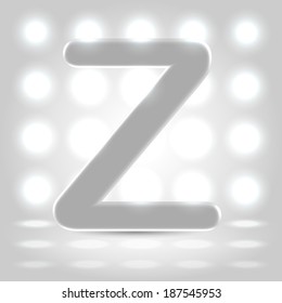Plastic polished character capital Z over enlighted background