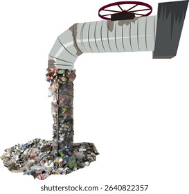 Plastic Pollution Faucet — Representing the endless flow of plastic waste and the urgent need to turn off the tap of pollution, which is in our hands to do at any time