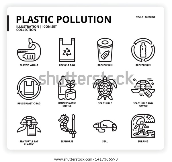 Plastic Pollution Icon Set Web Design Stock Vector (Royalty Free ...