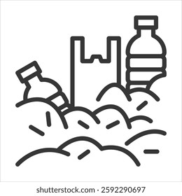 Plastic Pollution Icon Vector Illustration Outline