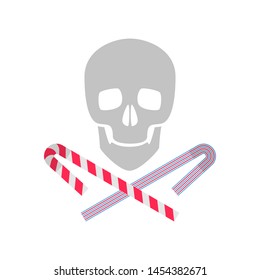 Plastic pollution illustration with skull and drinking straws. Ecological awareness concept.