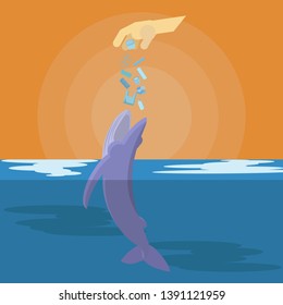 Plastic Pollution Ocean Whale Eat Plastic: vector de stock (libre de ...