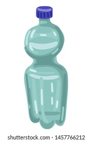 Plastic pollution of the planet, a bottle for drinking water, sports nutrition. Vector illustration on white background, cartoon flat style