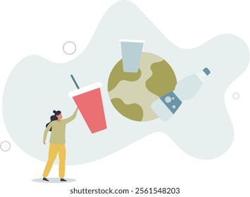 Plastic Pollution Problem Concept.flat characters.