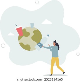Plastic Pollution Problem Concept.flat design with people.