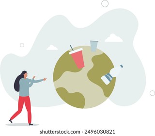 Plastic Pollution Problem Concept.flat design.illustration with people.