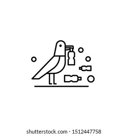Plastic pollution seagull icon. Element of plastic pollution thin line icon
