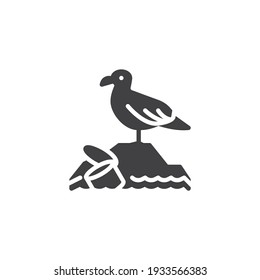Plastic pollution seagull vector icon. filled flat sign for mobile concept and web design. Water plastic pollution glyph icon. Symbol, logo illustration. Vector graphics