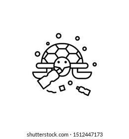 Plastic pollution turtle icon. Element of plastic pollution thin line icon