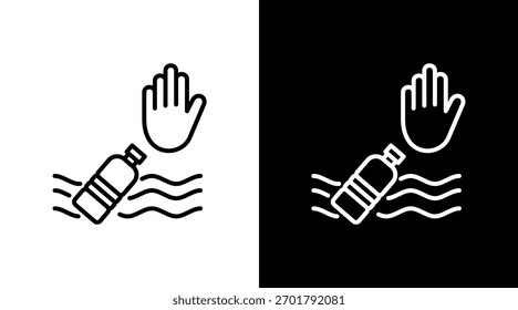 Contaminación plástica Diseño de conjunto de iconos blancos