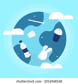 Contaminación plástica en el mundo. Icono de Contaminación de la Tierra.