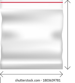 Plastic Polyethylene Pocket Bag With Zipper, Zip lock. Clean Hang Slot, Pouch Packaging. Isolated Vector Illustration