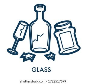 Plastic poster bottle with cap and capacity for beverage. Outline view of polymer containers in blue color. Contour of transparent symbol for liquid isolate on white. Board with bottled icon vector