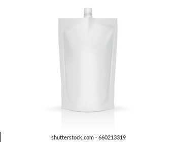 Plastic pouch with cap for your design and logo. Easy to change colors. Mock Up. Blank vector. Template