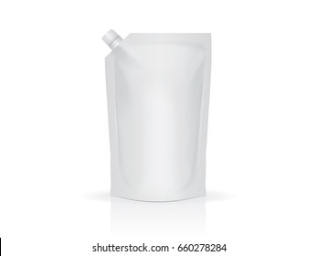 Plastic pouch with cap for your design and logo. Easy to change colors. Mock Up. Blank vector. Template