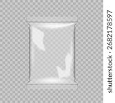 Plastic Pouch With Zip Lock On Transparent Background. EPS10 Vector