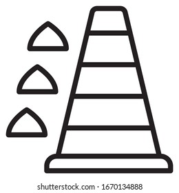 Plastic Practice Cone Concept, Soccer and football Equipment on White Background,  Dribbling Training Marker Cone Drill Vector Icon design