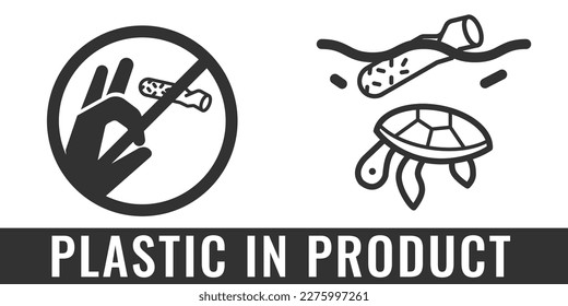 Plastic In Product. Cigarette Butts. Pictogram on single-use products.