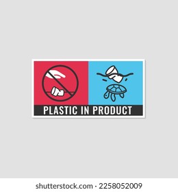 Plastic In Product. Cups for beverages. Pictogram on single-use products. 