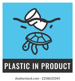 Plastic In Product. Cups for beverages. Pictogram on single-use products. 