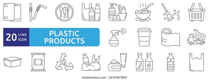 Plastic Product and Packaging icon set