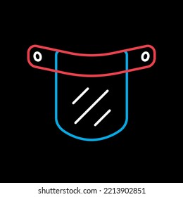 Plastic protective face shield vector flat icon on black background. Medical sign. Coronavirus. Graph symbol for medical web site and apps design, logo, app, UI