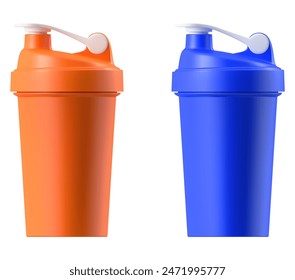 Plastic protein shaker isolated on white background