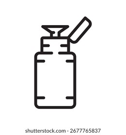 bomba de plástico para ícone de linha preta cosmética. Elemento isolado do vetor.Traço editável