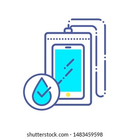 Plastic PVC waterproof case for smartphone color line icon. Ziplock bag protect concept. Pictogram for web page, mobile app, promo. UI/UX/GUI design element