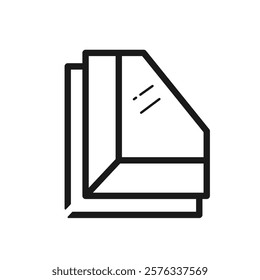 Plastic pvc window frame line icon with editable stroke. Safe and modern home interior choice. Pictogram for web design. Building industry concept. Plastic recycling. Isolated vector illustration