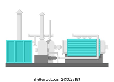 Kunststoff-Pyrolyseanlage flache Illustration - Recycling-System für Materialverwertung