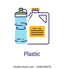 Plastic recyclable color line icon. Waste recycling. Garbage sorting. Eco friendly. Sign for web page, app. UI/UX/GUI design element. Editable stroke.