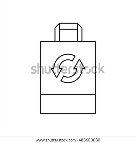 Plastic recycle bag sign line symbol icon on background Photo stock © 