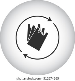 Plastic recycle bag sign silhouette symbol icon on background