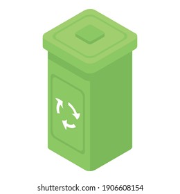 Plastic recycle bin icon. Isometric of plastic recycle bin vector icon for web design isolated on white background