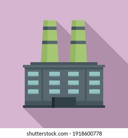 Icono de fábrica de reciclaje de plástico. Ilustración plana del icono vectorial de la fábrica de reciclado de plástico para el diseño web