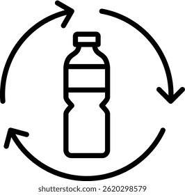 Ilustración vectorial de línea de icono de reciclaje de plástico