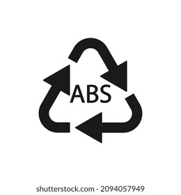 Plastic recycle symbol ABS 9 vector icon. Plastic recycling code ABS.
