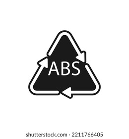 Plastic recycle symbol ABS 9 vector icon. Plastic recycling code ABS.