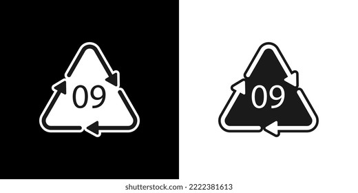 Plastic recycle symbol ABS 9 vector icon. Plastic recycling code ABS 09.
