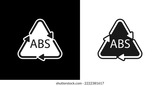 Símbolo de reciclado de plástico icono vector ABS 9. Código de reciclado de plástico ABS.