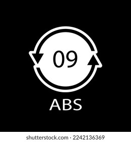 Plastic recycle symbol ABS 9 vector icon. Plastic recycling code ABS 09.
