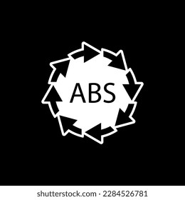 Plastic recycle symbol ABS 9 vector icon. Plastic recycling code ABS.