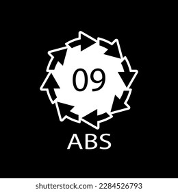 Plastic recycle symbol ABS 9 vector icon. Plastic recycling code ABS 09.