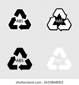 Plastic recycle symbol ABS set.