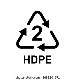 Icono vectorial HDPE 2 del símbolo de reciclaje plástico. Código de reciclado de plástico HDPE 2.