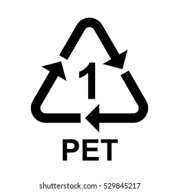 Plastic recycle symbol PET 1, Plastic recycling code PET 1, vector illustration.