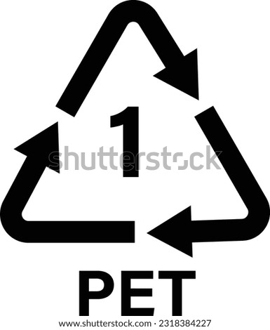 Plastic recycle symbol PET 1 vector illustration. Plastic recycling code PET 1