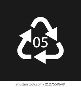 Kunststoffwiederverwertungssymbol PP 5 Vektorsymbol.