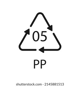 Plastic recycle symbol PP 5 vector icon.